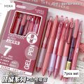 7pcs Kawaii Pen Black Ink Gel Pens Double-Headed Highlighter Aesthetic Stationery Pen Set Ballpoint Pen Back To School. 