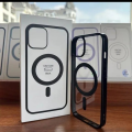 Transparent Magnetic Phone Case with Box for Magsafe Wireless Charging iPhone 11 to 14pro max Mobile -Black Cases.