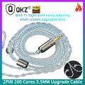 Original QKZ T1 8 Strand 200 Cores Earphone Upgrade Cable 2PIN 0.75mm 3.5MM OFC Copper Silver-Plated Audio Replacement Cable For ZXD/ZX2/ZAX2/ZXN/ZXT/AK6MAX/AK6PRO/VK4 QKZ KZ Earbuds. 