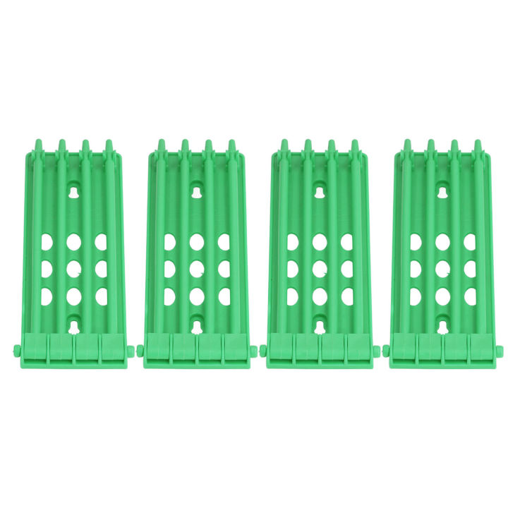 4Pcs Pigeon Leg Ring Stand 4 Column Design Large Capacity Wall Mounted Safe Durable Plastic Parrot Leg Ring Holder Green