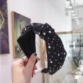 New Fashion Girls Headband Handmade Shining Pearls Rhinestone Ornament Hairband Women Middle Knot Turban Hair Accessories. 
