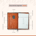 LUXIO Premium Document Organizer Brown PU Leather - Legal Size Document Holder, Office File Organizer, PU Leather Document Carrier, Document Storage Bag, Document Folder for Work, School & Home, LUXIO Leather Document Organizer, Durable & Stylish.