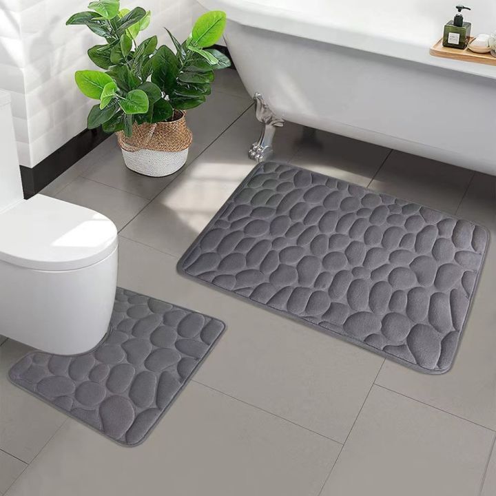 3D%20Non%20Slip%20Bathroom%20Mat%20Cobblestone%20Embossed%20Bath%20Mats%20Memory%20Foam%20Absorbent%20Doormat%20Carpet%20Door%20Floor%20Mats%20Machine%20Washable%20Quick%20Drying%20Door%20Rug%20Indoor%20Bathroom%20Accessories%20-%20Image%202