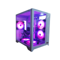 PC Power Ice Cube ARGB Desktop White Gaming Casing with Power Supply. 