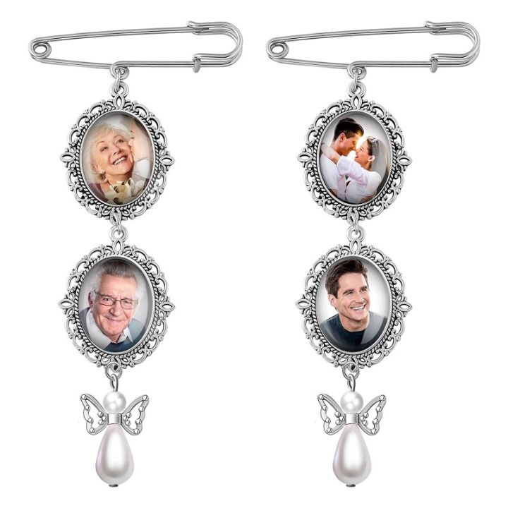 Wedding%20Boutonniere%20Bouquet%20Photo%20Memorial%20Charm%20Pin%20Round%20Mother%20of%20The%20Bride%20Gift%20for%20Groom%20Bride%20with%20Heart%20Pendant%20-%20Image%203