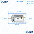 6 Volt Mini DC Motor 2.3x60x27mm Brushed DC Electric for Toys & DIY Project 385 type. 