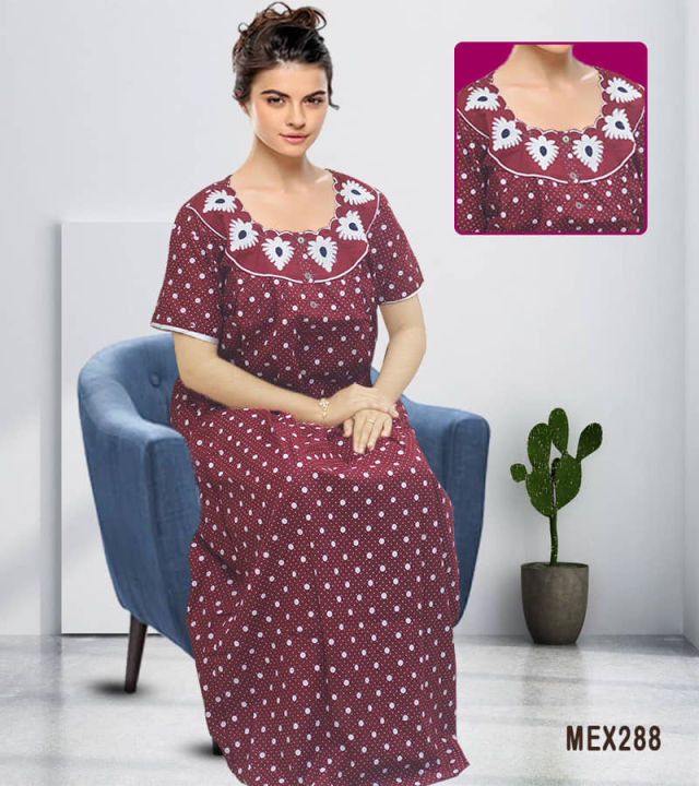 Pure%20cotton%20fabric%20ball%20print%20century%20applique%20maxi%20for%20women%20-%20Image%207