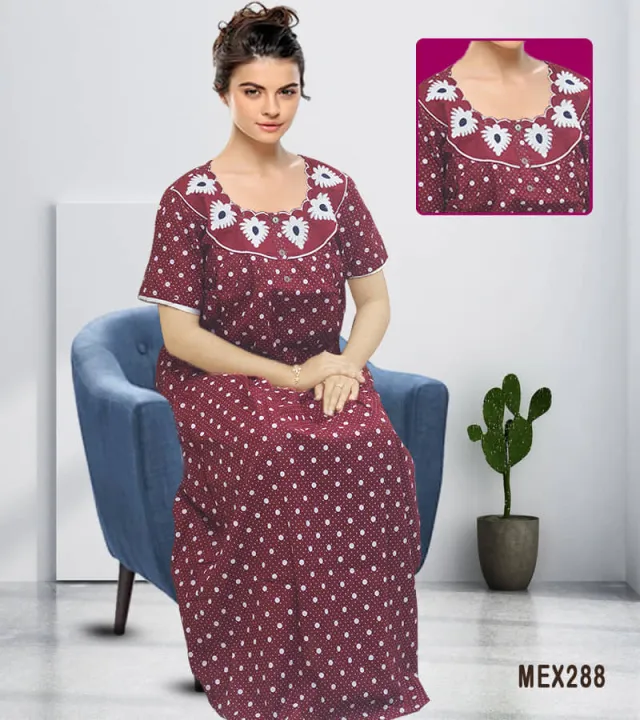 Pure%20cotton%20fabric%20ball%20print%20century%20applique%20maxi%20for%20women%20-%20Image%207