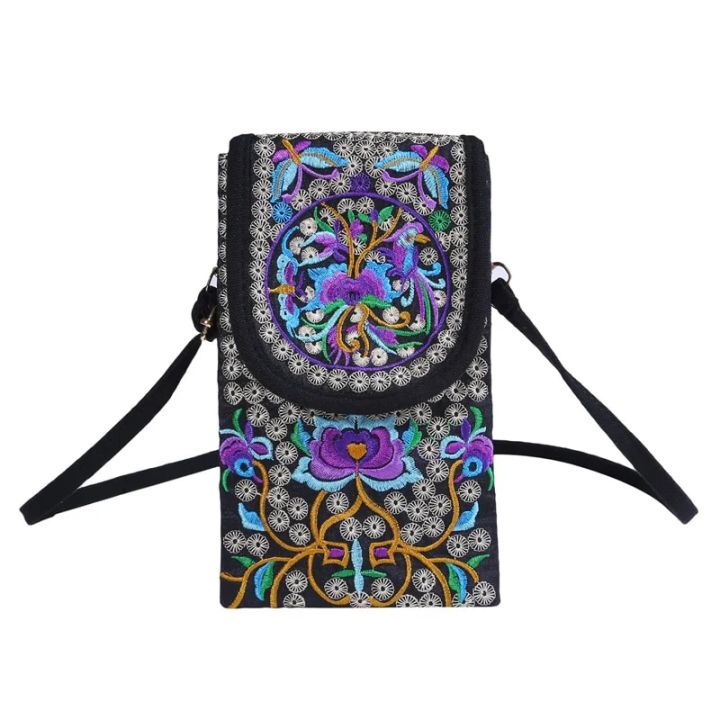 Lady%20Cell%20Phone%20Bag%20Crossbody%20Shoulder%20Wallet%20Purse%20Handbag%20Pouch%20Ethnic%20Style%20Embroidered%20Bag%20Flip%20Canvas%20Bag%20Retro%20New%20-%20Image%202