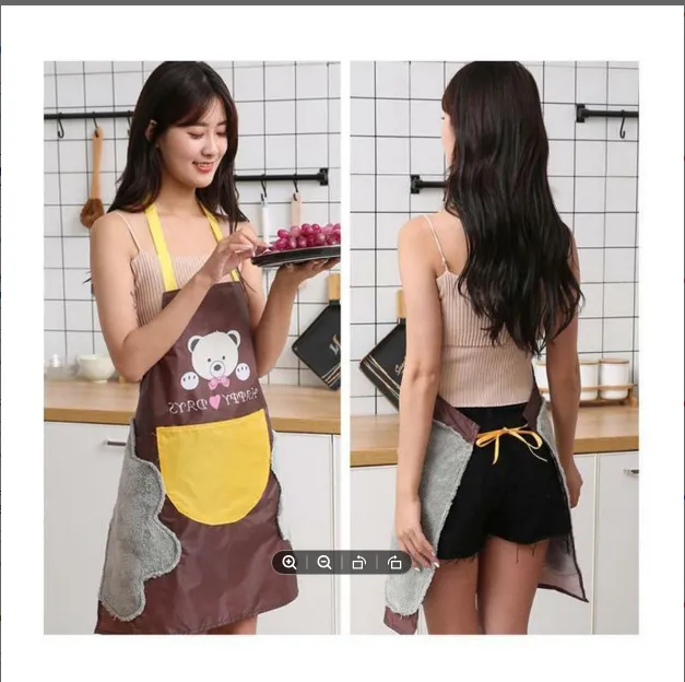 Home%20Kitchen%20Cooking%20Waist%20Waterproof%20Small%20daisies%20Hand%20Towel%20Apron%20Cute%20Bear%20Hanging%20Neck%20Towel%20Apron%20-%20Image%202