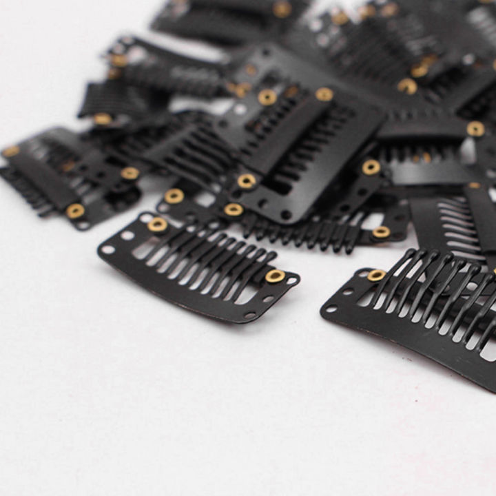 Invisible%20Fixation%20Pins%206pcs/pack%209%20Teeth%20U%20Shape%20Metal%20Black%20Hair%20Snap%20Comb%20Clip%20for%20Hair%20Extensions%20Hairpiece%20Weft%20Wig%20Clips%20-%20Image%204