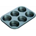6 Cup Muffin & Cupcake Pan , Nonstick Brownie Pan, Heavy Duty Carbon Steel Bake for Oven Baking -Gray-8. 