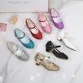 ULKNN Girls Purple High Heels For Kids Princess RED Leather Shoe Footwear Children's Party Wedding Shoes Round Toe 1-3CM.