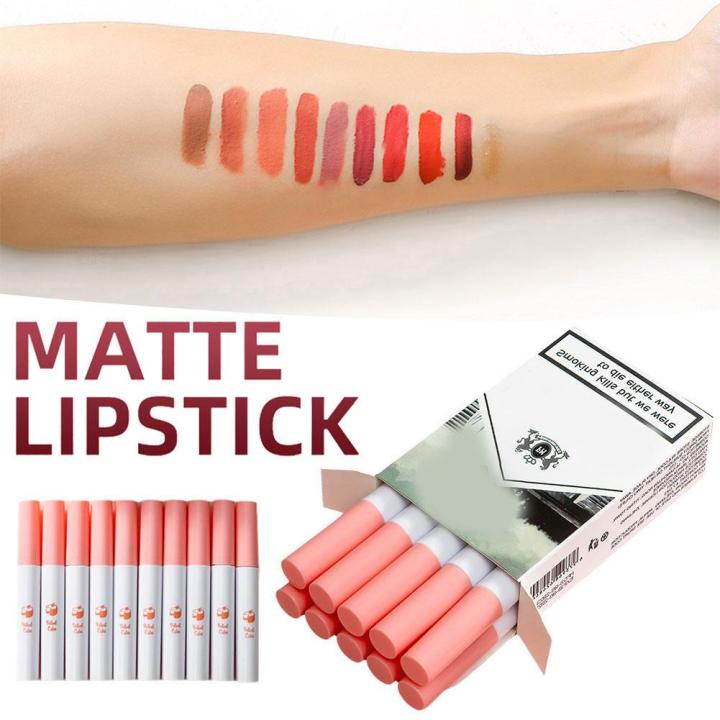 10PCS Lana Del Rey Matte Lipstick Kits 24 Hours Long-Lasting Waterproof Lip Women Stain Glossy Make Set Up Tint Lipsticks N1K4