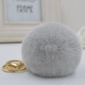 8cm Genuine Real Rex Rabbit Fur Ball Golden Color Keychain Cute Lapin Car Keyring Bag Pendant Pom Fluffy Key Chains.