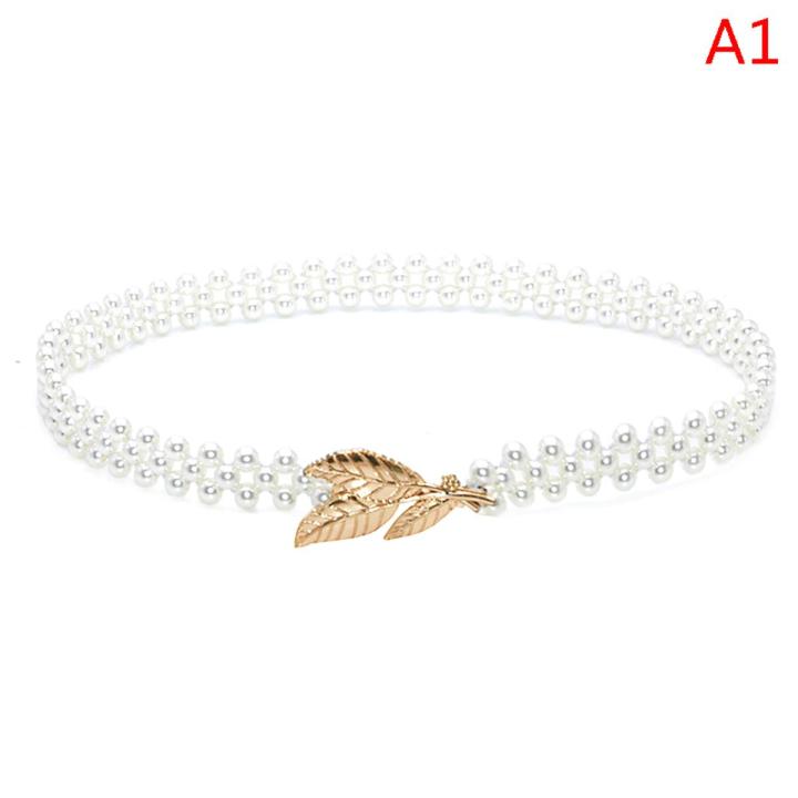 Elegant Faux Pearl Dress Belt For Girls Elastic Belt Accessories Party Decor
