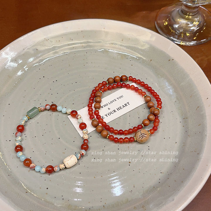 Genting%20Pavilion%20~%20Literary%20Retro%20Chinese%20Beaded%20Double%20Circle%20Fine%20Bracelet%20Prayer%20Word%20Gentle%20Temperament%20Girlfriend%20Bracelet%20Wholesale%20-%20Image%203