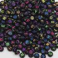 Black Round Neon Alphabet Beads 100 pcs. 