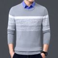 Shirt Collar Sweater Spring and Autumn Men's Business Casual Knitwear Pure Color All-Matching Dad Wear Cotton Knitwear Men's Clothing. 