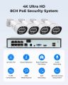 H.View 4K 5Mp 8Mp poe Cctv Security Camera System Home Video Surveillance Kit 8Ch Nvr Audio Outdoor Ip Camera xmeye app.