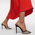 New Summer Women's High-heeled Sandals Stiletto Rhinestone High-heeled Slippers Pointed Toe Open Toe Slip-on High-heeled Sandals.