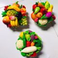 3 pieces mini bowl combo Miniature vegetables and fruits polymer clay handmade showpieces for women home decor kitchen item dining table or furniture decorations ideas for baby and housewife. 