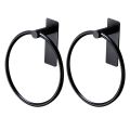 2X Towel Ring/Hand Towel Holder - Self Adhesive Round Towel Rack Hand Towel Bar for Bathroom, Stainless Steel Black. 