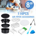 Functional 116pcs 8in Air Fryer Accessories Cooking Baking Set Dish Pan Rack For 5.2-5.8QT.