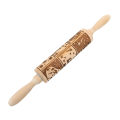 35X4.5CM Deep Engraved Wooden Rolling Pins Embossed Cookies Rolling Pin for Baking Cake Patterned Roller. 