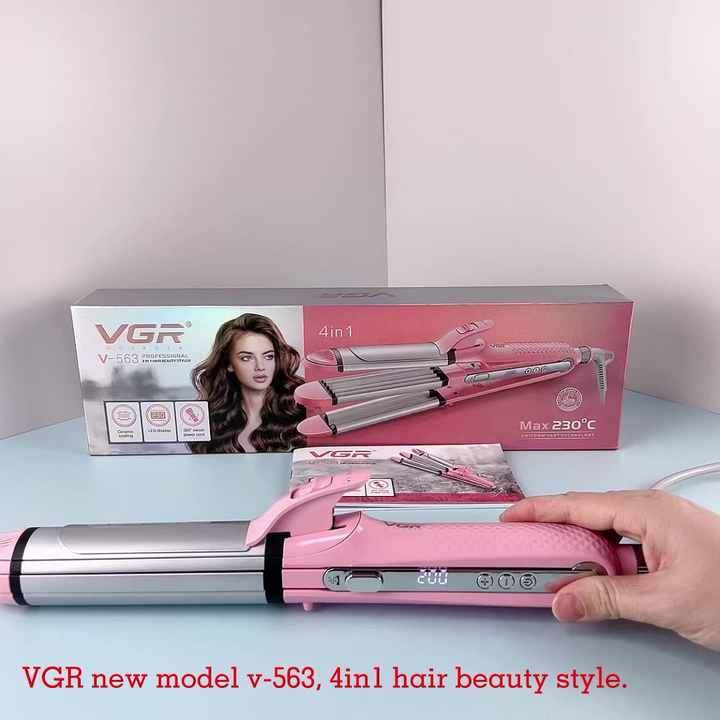 VGR V-563 Professional 4-in-1 Hair Beauty Styler - Straightener, Curler, Crimper & Waver for Salon & Home Use, 12 Adjustable Temperatures (120-230°C), LED Display, Suitable for All Hair Types (Pink)