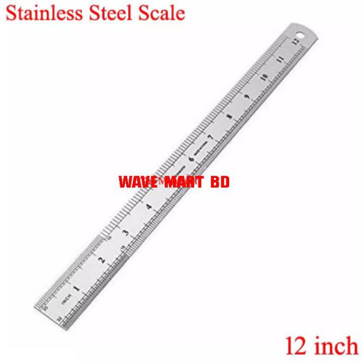 Ss Stain Less Ruler Scale Stainless Steel Ruler/Scale - 30cm / 12 inch - 1pc | Daraz.com.bd