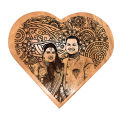 Wooden Engraved Heart shaped Frame plaque with customized picture and text 8x8/6x6 inch. 