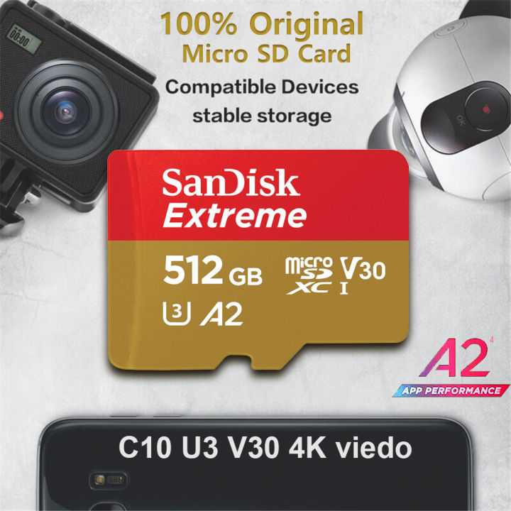 SanDisk Extreme microSDXC Memory Card Original A2 U3 UHS-I Cards USB3.0 4K Flash micro SD Card for Camera GoPro DJI Nintendo