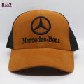 Brown Mercedes Embroidery Logo Half Net Cap. 