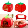 Soft Strawberry Pet Dog Cat House Kennel Foldable Winter Warm Cushion Animal Bed Dogs And Cats Products (Size: XL), Red Color. 