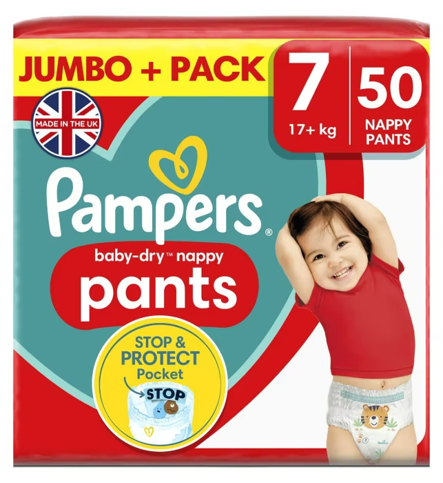 Pampers Baby Dry Nappy Pants Jumbo+ Pack Nappies Size