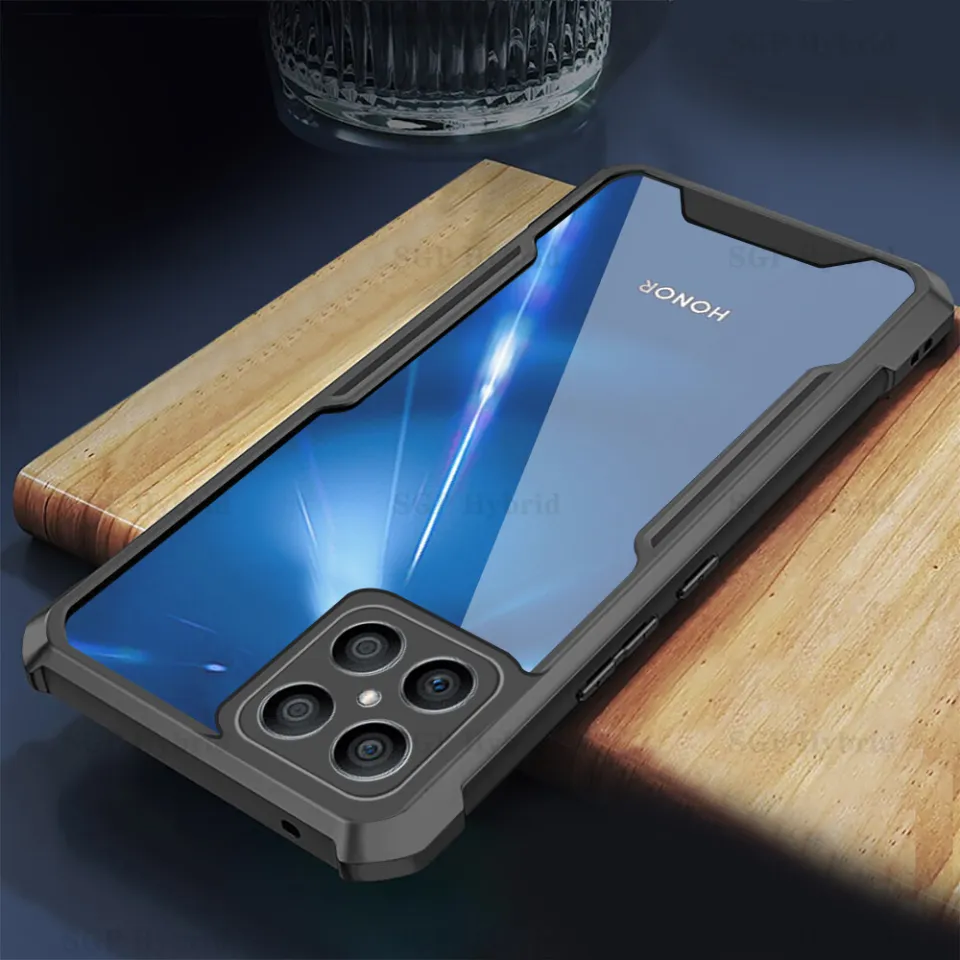 Cover Honor X8 Trasparente Antishock - Custodia Sottile Con Doppio Strato PC+TPU, Bumper Morbido Blu - 2
