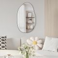 Irregular Wall Mirror, Asymmetrical Mirror, Large Vanity Mirror for Wall Decoration, Modern Wood Framed Mirror for Living Room Bedroom Bathroom Entryway Mirror, 33.5"×20.5". 