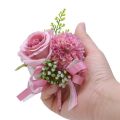 【COOL】 Silk Rose Boutonniere Groom Artificial Flower Bouquet Corsage Bridal Brooch Pins Buttonhole Wedding Party Ceremony Jewelry.