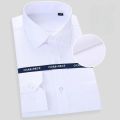 High Quality Cotton Men Dress Long Sleeve Shirt 2023 New Solid Male Plus Size Regular Fit Stripe Business Shirt White Blue.