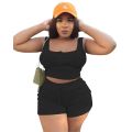 Summer Women Clothing Wholesale Crop Tops and Shorts Set Two Piece Casual Tracksuit Ribbed Outfits Plus Size Sets Dropsping. 