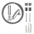 Wall Mount Curtain Wire Rod Set for Art Display - Stainless Steel Photo Hanging Wire Clothesline Wire Window Curtain Tension Wire Multi-Purpose Crafts (5 Meter). 