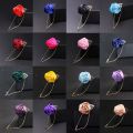 1pc Men's Suit Rose Flower Brooches Canvas Fabric Ribbon Tie Lapel Pin Badge With Tassel Chain Men Wedding Boutonniere Brooch. 