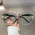 accent Eyeglasses High-quality Luxury brand eye Spectacle -studded Prescription Myopia glasses for Women Computer use Daily. 