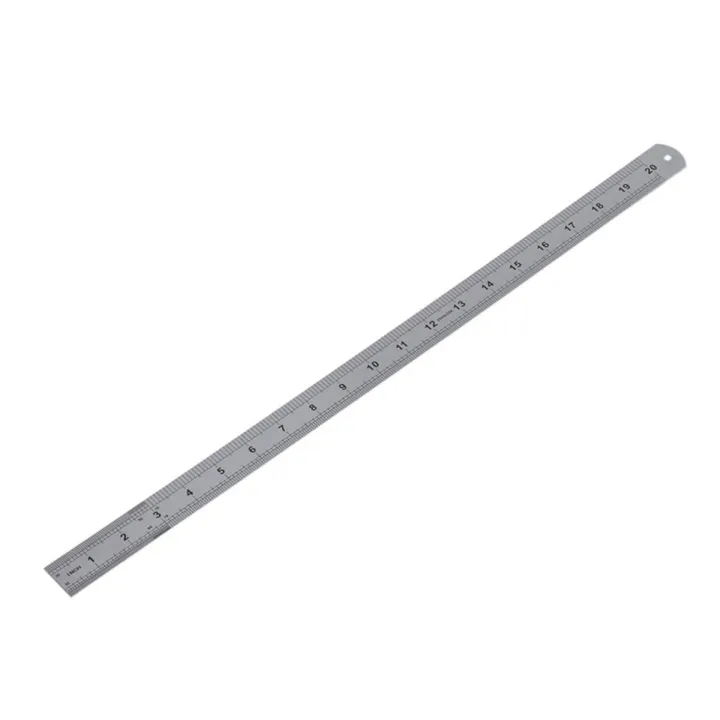 2X Double Side Scale Stainless Steel Straight Ruler Measuring Tool 50cm ...