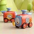 Inertia toy car press face changing with whistle Small train crash resistant cartoon car parent-child interaction.
