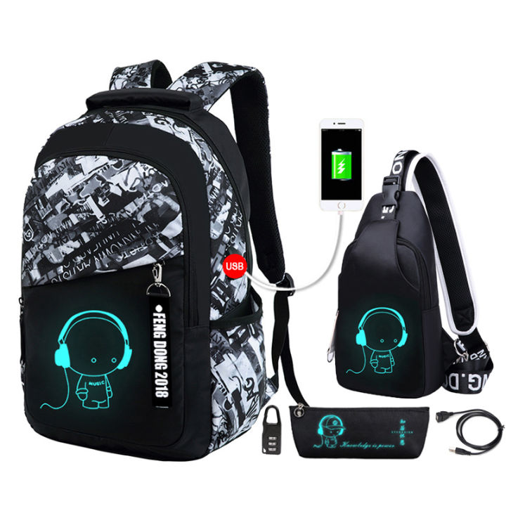 Luminous Kids School Backpack Boys Waterproof Durable School Bags for Boy High School Students Bookbag Mochilas Escolares Amour zii