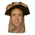Actor Star Nicolas Cage 3D Printing T-Shirt Unisex Fun Short Sleeve Casual Round Neck T-Shirt Men's Fashion Punk Tops.
