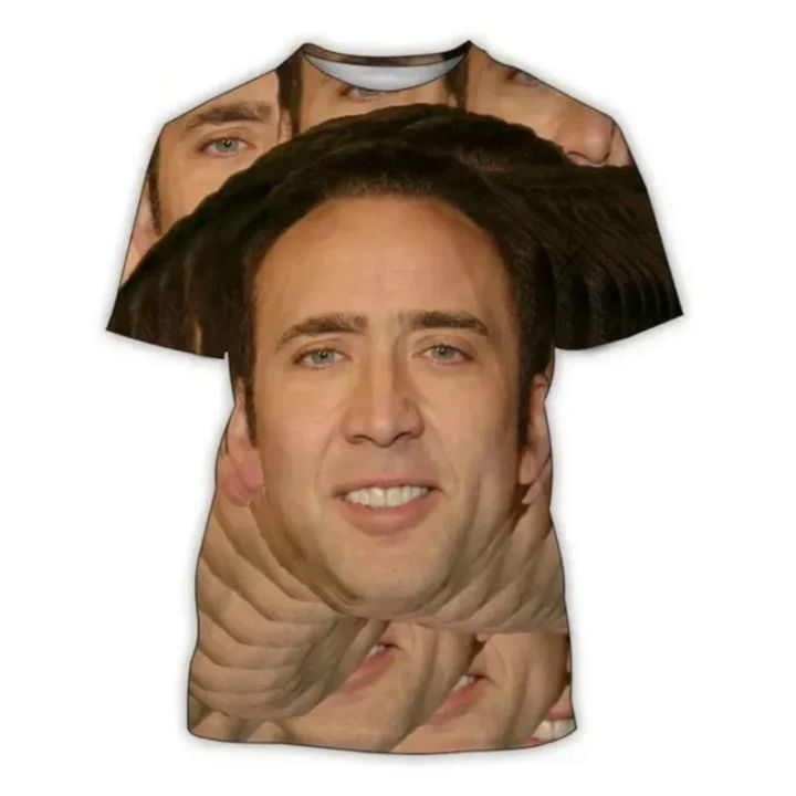 Actor Star Nicolas Cage 3D Printing T-Shirt Unisex Fun Short Sleeve Casual Round Neck T-Shirt Men's Fashion Punk Tops