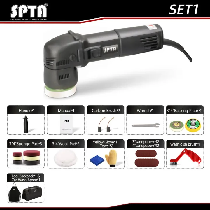 SPTA%203"%2075mm%20Electric%20Mini%20Car%20Polisher%20780W%20Random%20Orbit%20Dual%20Action%20Polishing%20Waxing%20Machine%20with%20Sponge%20Buffing%20Pads%20-%20Image%202